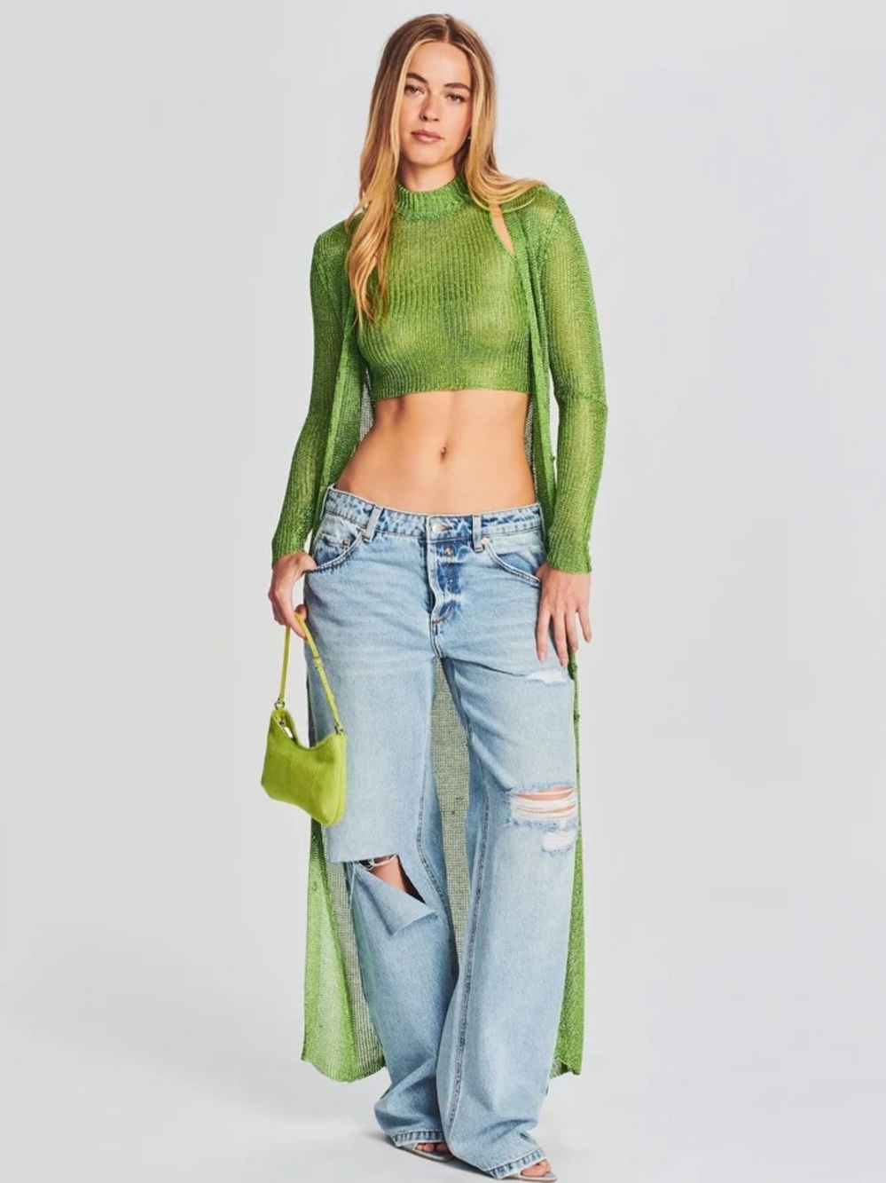 SEROYA | NWT Breanna Cardigan in Chartreuse S/M - Picture 8 of 10